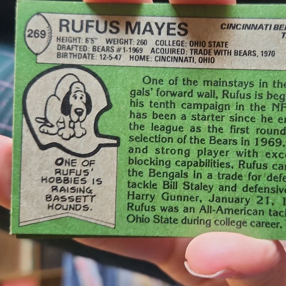 Topps 1970 Rufus Mayes Bengals NFL Football Card